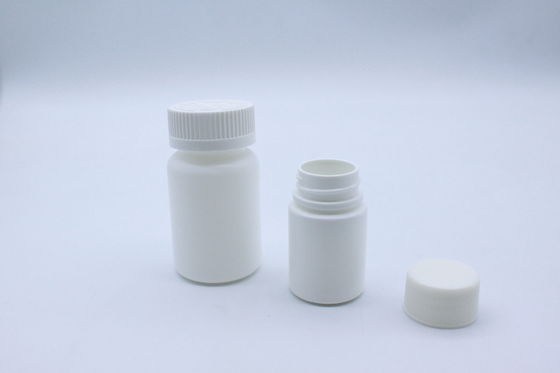 70ml PE Plastic Empty White Capsule Bottle With Child Resistant Cap